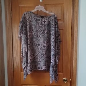 Lane Bryant Pink and Gray Patterned Blouse